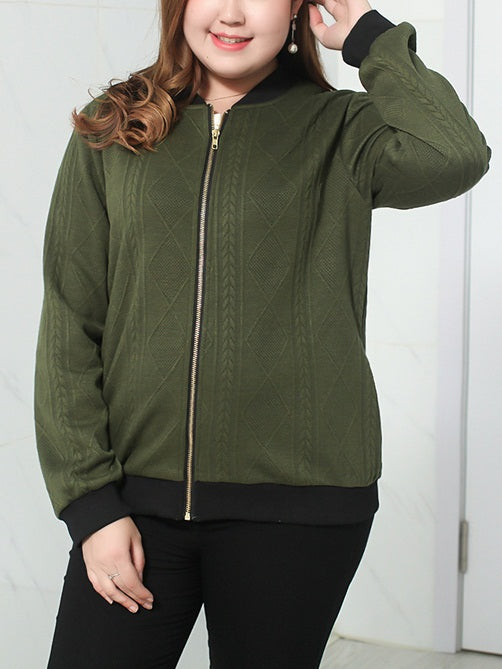 Vandana Plus Size Baseball Jacket (EXTRA BIG SIZE) (Black, Green)