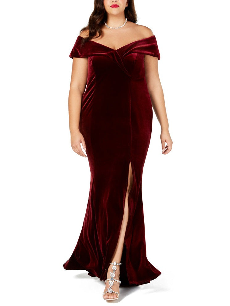 Sophianne Size Dinner Occasion Prom Gown Red Velvet – Pluspreorder
