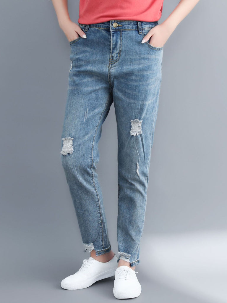 Rozsika Ripped Denim Jeans Pants (EXTRA BIG SIZE)