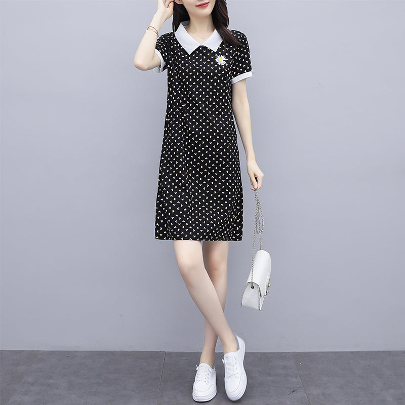 Koren Plus Size Printed Polo Short Sleeve Shirt Dress