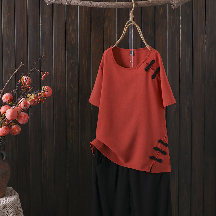 Plus Size Cheongsam Short Sleeve Top