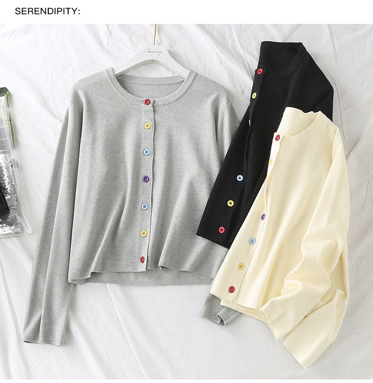 Kitarni Plus Size Colourful Buttons Cardigan