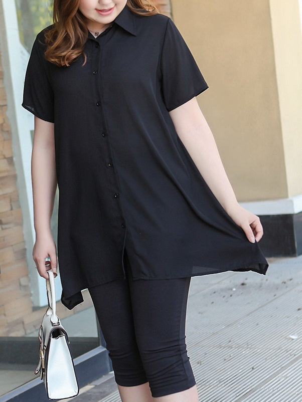Chiffon shirt dress plus size sale