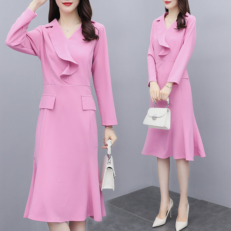 Kina Plus Size Office Mermaid Long Sleeve Dress