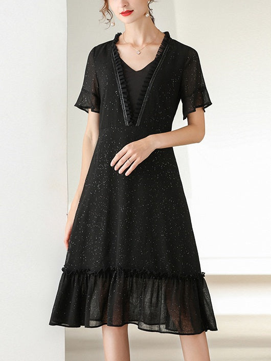 Jennalyn Plus Size Black Midi Dress