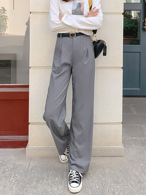 Yetta Plus Size Smart Full Length Wide / Flare Leg Pants (Grey, Black)