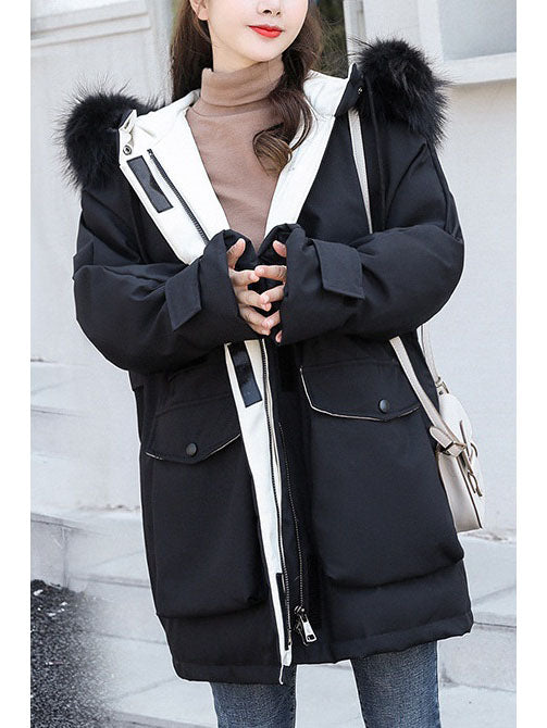 (Bust up to 150 CM) (S - 2XL) Starlynn Plus Size Women's Winter Jacket Coat Fur Hoody Padded Tunic Length (Cream, Grey, Black) (EXTRA BIG SIZE)