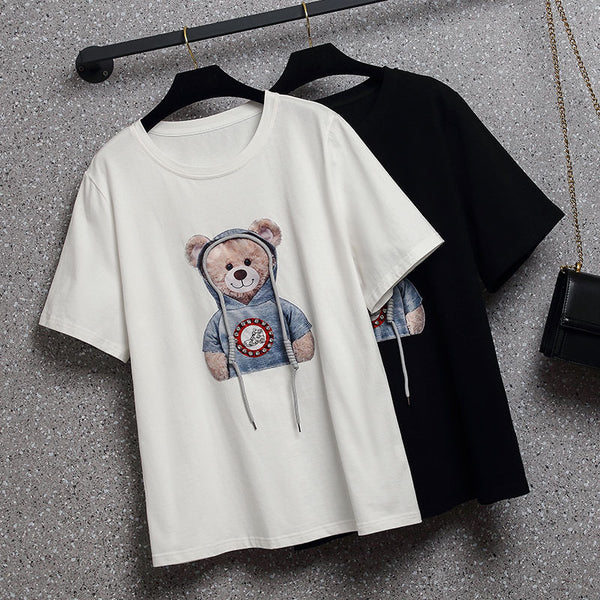 Plus Size Cool Bear Short Sleeve T Shirt Top