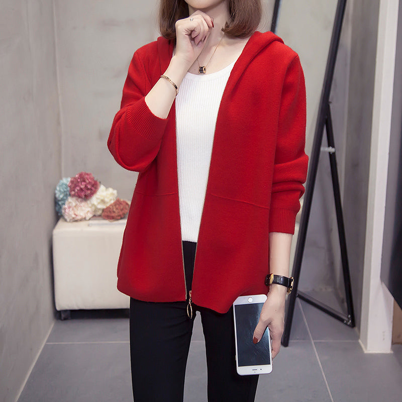 Kidada Plus Size Autumn Knitted Hoodie Jacket