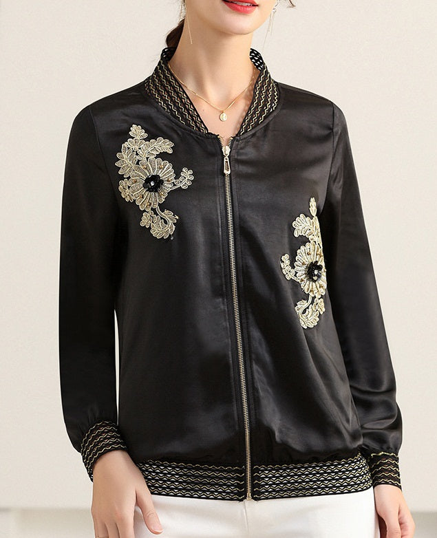 Leann Plus Size Gold Embellished Baseball Jacket Pluspreorder