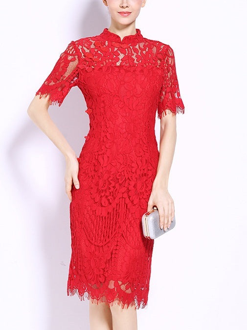 Janis Red Lace Occasion Dress