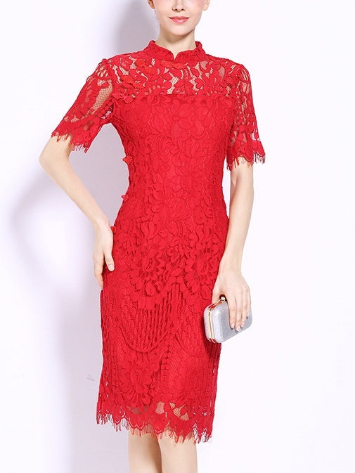 Janis Red Lace Occasion Dress