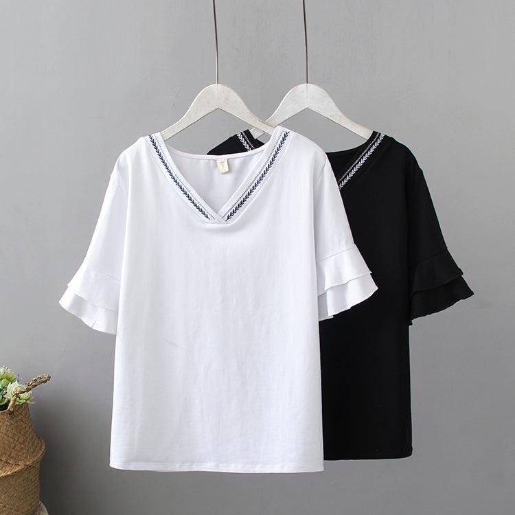 Plus Size Ethnic Bell Sleeve Short Sleeve Top