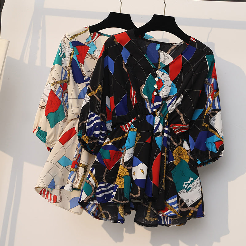 Legna Plus Size Vintage Chiffon Blouse