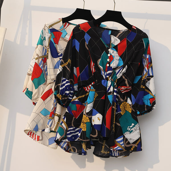 Legna Plus Size Vintage Chiffon Blouse