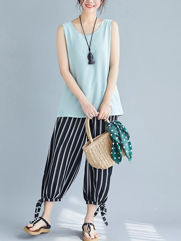 Roxia Basic Sleeveless Tank Top (EXTRA BIG SIZE) (Black, Green)