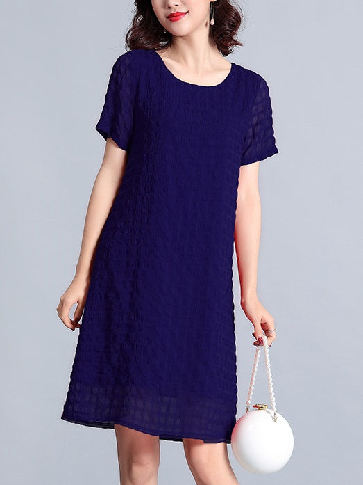 Robbie Hex Squares S/S Dress (Blue, Red)