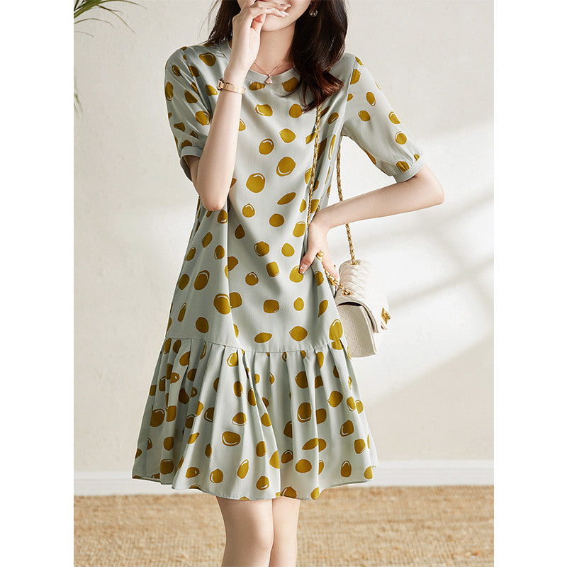 Plus Size Korean Polka Dots Drop Waist Dress