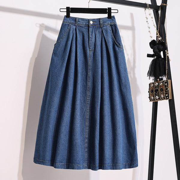 Janalee Plus Size Denim Midi Skirt