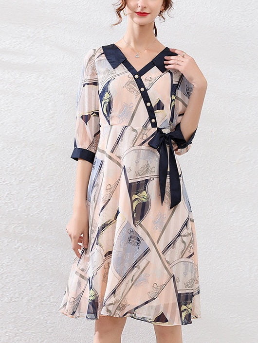 Kortni Plus Size Printed Wrap Mid Sleeve Shirt Dress