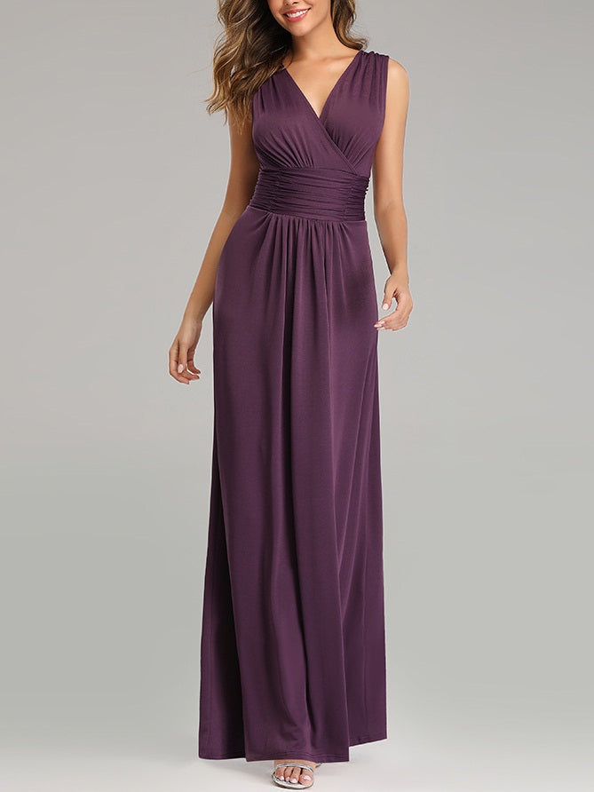 Sonaly Plus Size V Neck Sleeveless Formal Maxi Dress – Pluspreorder