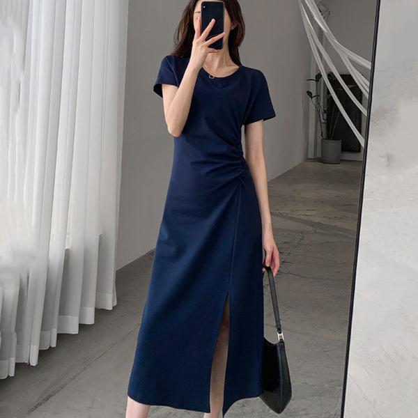 Plus Size Korean Side Slit Midi Dress
