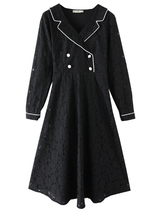 Laykin Plus Size Chanel-Eqsue Lace Long Sleeve Shirt Dress – Pluspreorder