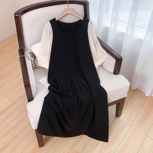 (2XL-6XL) Plus Size Colourblock Shift Short Sleeve Dress (Extra Big Size)