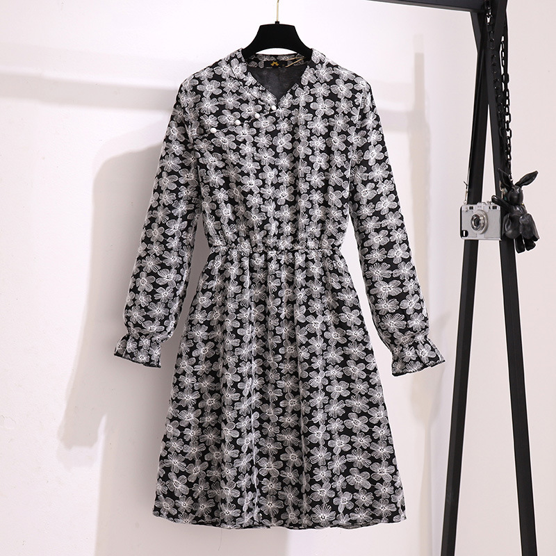 (2XL-6XL) Plus Size Floral Long Sleeve Cheongsam Qipao Dress (Extra Big Size)