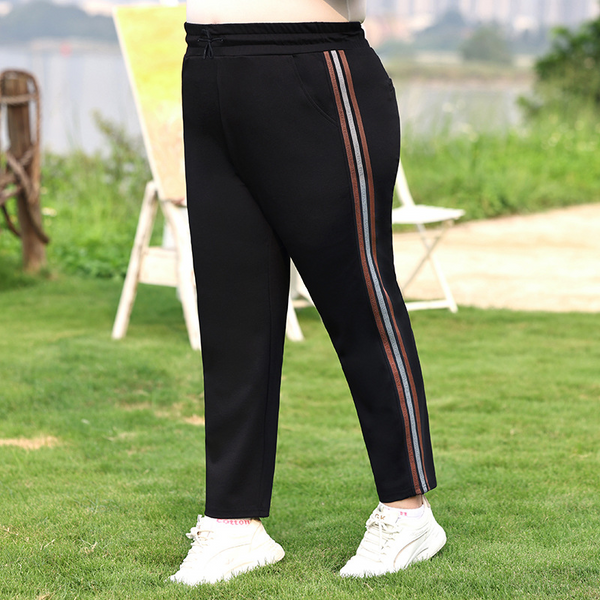 (2XL-7XL) Plus Size Stripe Side Track Skinny Pants (Extra Big Size)