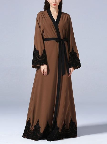 (S-XL) Gia Brown Lace Maxi Jacket / Dress