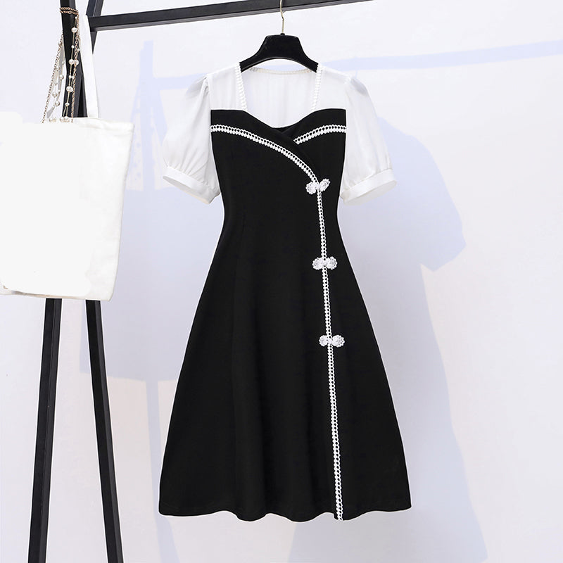Plus Size Black A Line Cheongsam