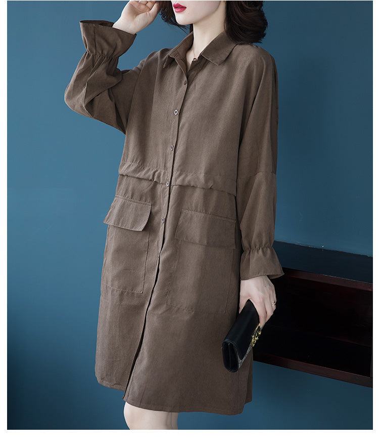 Kindra Plus Size Loose Long Sleeve Shirt Dress