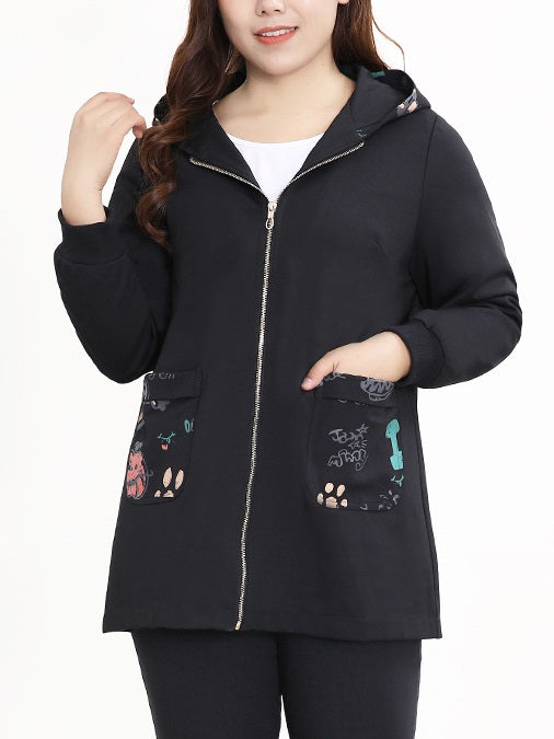 Synnove Plus Size Thick Zip Up Hoody Pockets Autumn / Winter Jacket (EXTRA BIG SIZE)