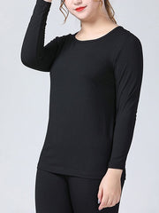 XL-12XL)Suzana Plus Size Basic / Lounge Black Long Sleeve T Shirt