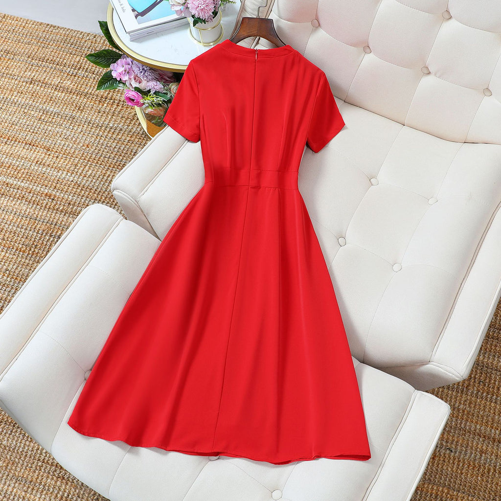 Kaely Plus Size Red Pleat Work Dress – Pluspreorder
