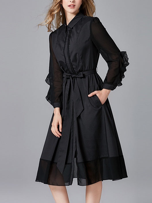 Magda Frill Sleeve Midi Shirt Dress