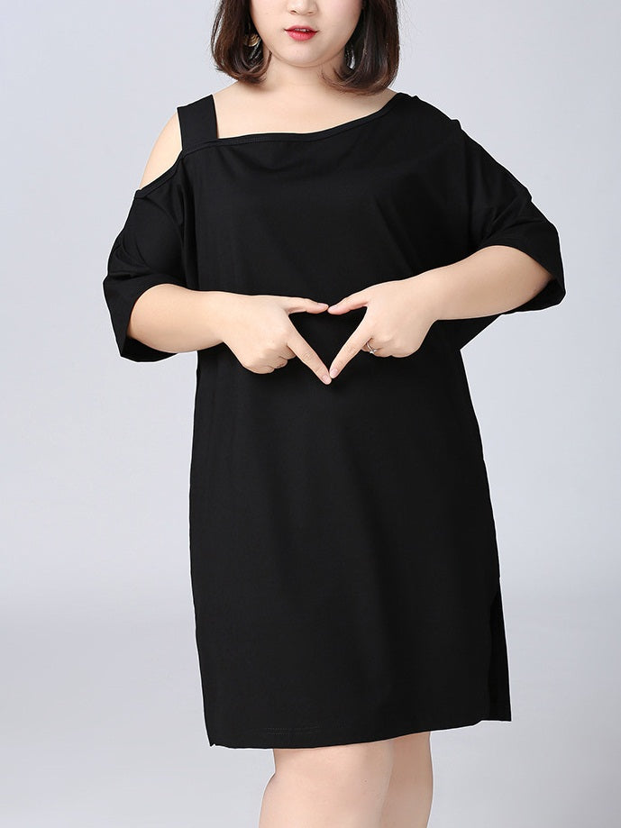 3XL-7XL) Plus Size Basic / Lounge Black Off Shoulder Short Sleeve T S –  Pluspreorder
