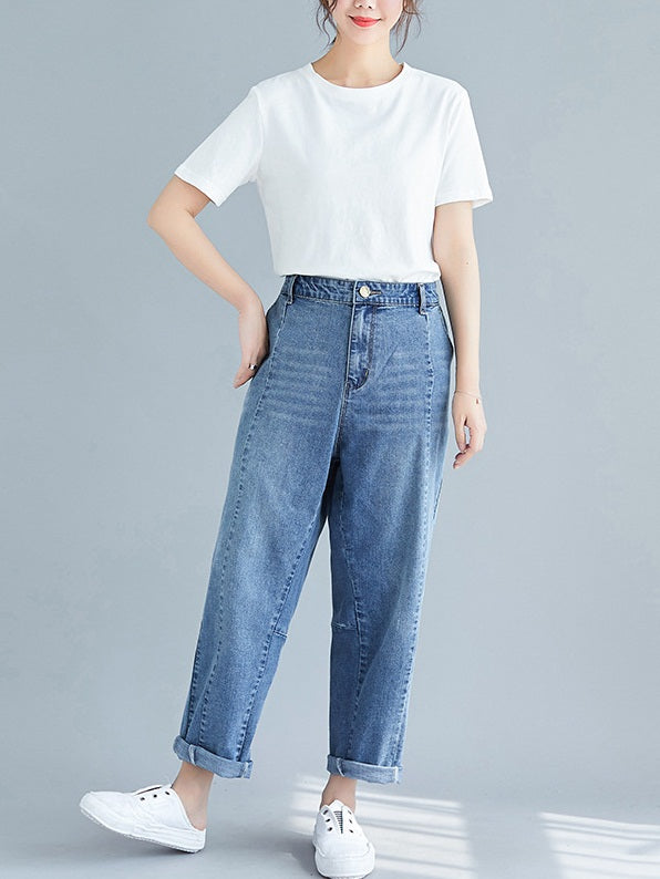 Rubia Straight Leg Roll Up Denim Jeans Pants (EXTRA BIG SIZE)