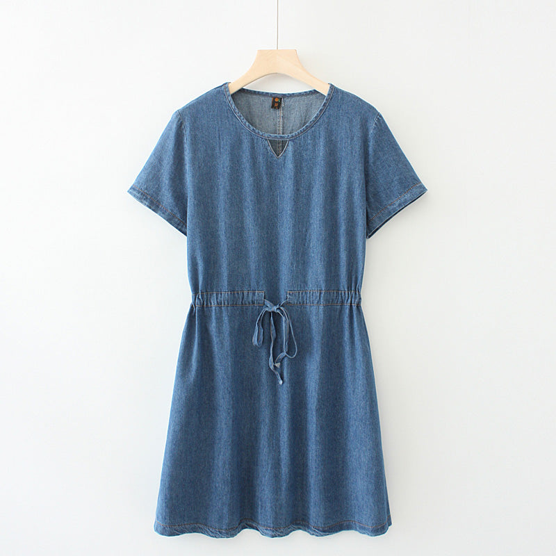 Katell Plus Size Denim Drawstring Dress