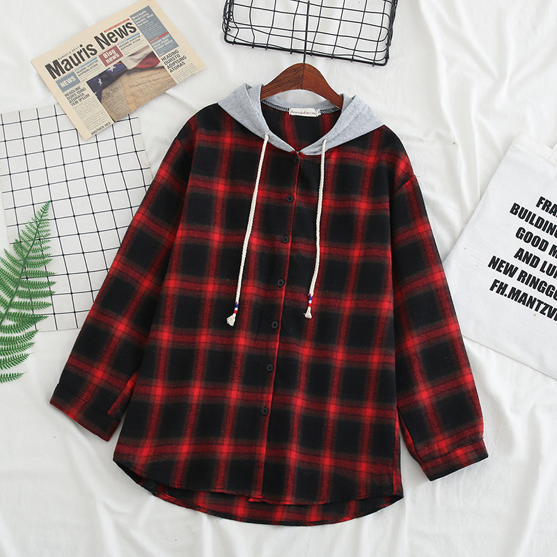 Red on sale checkered hoodie