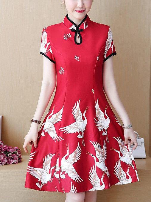 Plus Size A Line Cheongsam Dress