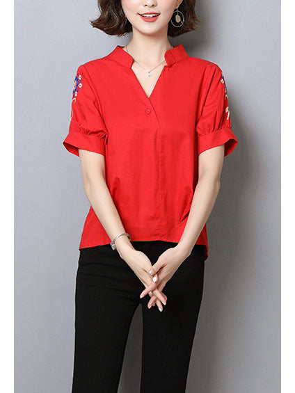Red casual hotsell blouse
