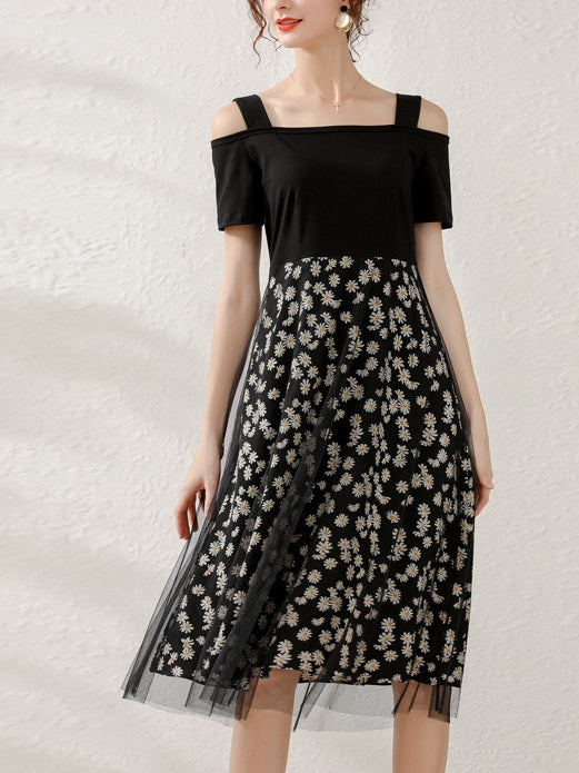Kristian Plus Size Off Shoulder Daisie Tulle Midi Dress