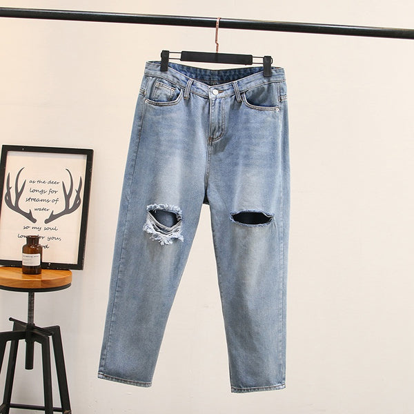 Griselle Plus Size Ripped Capri Jeans