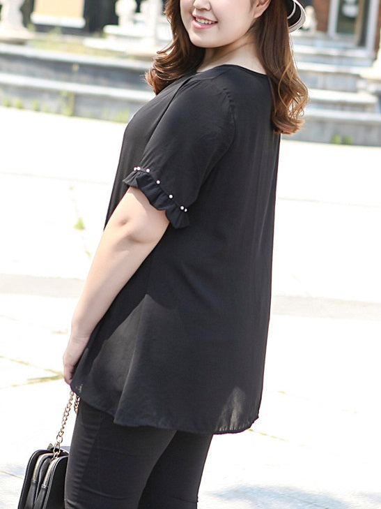 black chiffon shirt plus size