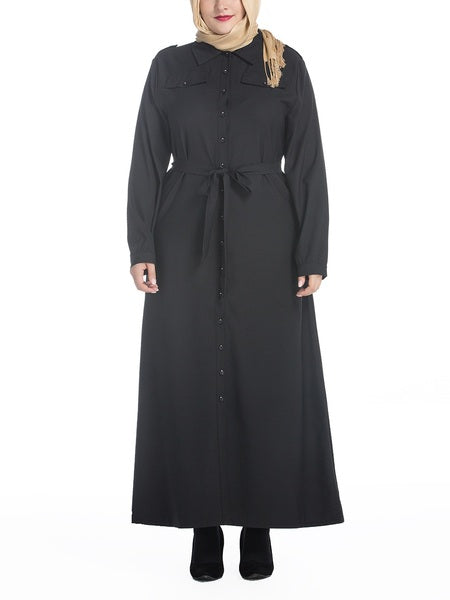 Morwenna Black Button-down Maxi Shirt Dress