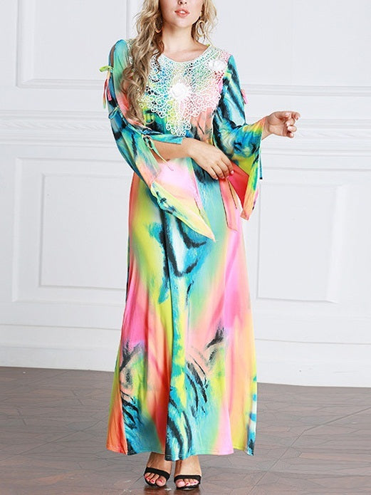 (S-7XL) Kimberly Rainbow Tie Sleeve Maxi Dress