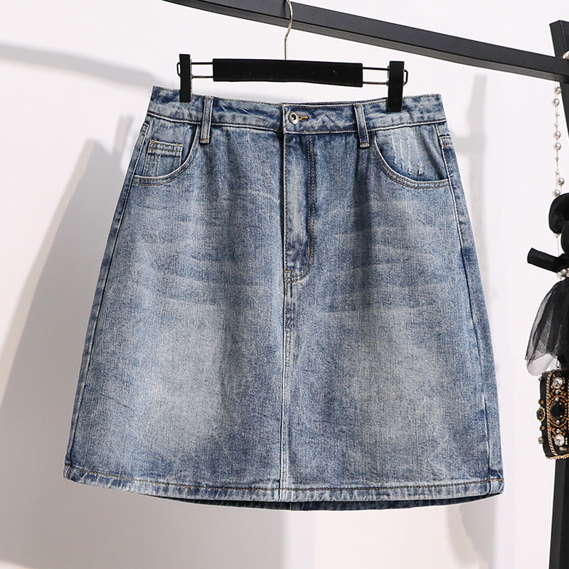 LaRonda Plus Size Denim Mini Skirt
