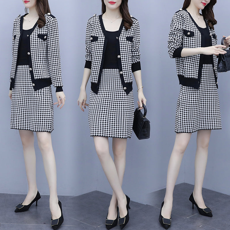 Kerria Plus Size Chanel-Esque Cardigan And Skirt Set
